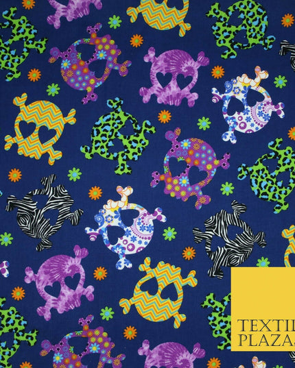 Patterned Animal Leopard Heart Eyed Skull Cross Bones Printed 100% Cotton Fabric