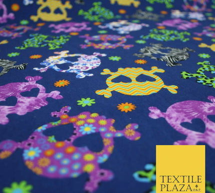 Patterned Animal Leopard Heart Eyed Skull Cross Bones Printed 100% Cotton Fabric