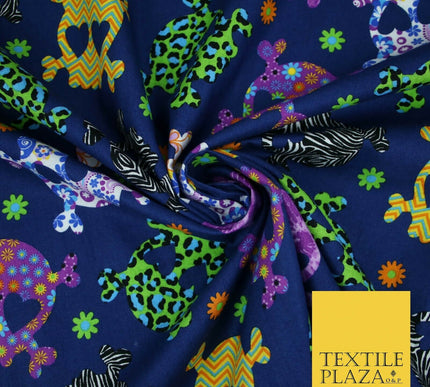 Patterned Animal Leopard Heart Eyed Skull Cross Bones Printed 100% Cotton Fabric