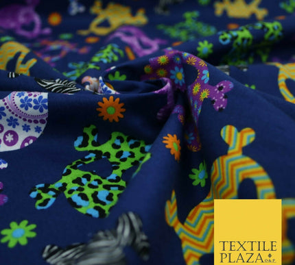 Patterned Animal Leopard Heart Eyed Skull Cross Bones Printed 100% Cotton Fabric