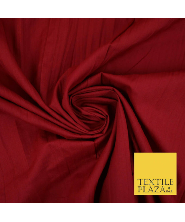 CHERRY RED Creased Crinkle Polycotton Fabric Crushed Craft Dress 53" Wide 4154