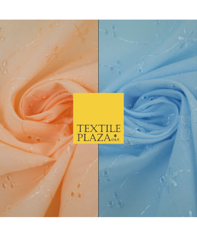 Premium 3 Hole Flower BRODERIE ANGLAISE Cotton Dress Christening Eyelet Fabric