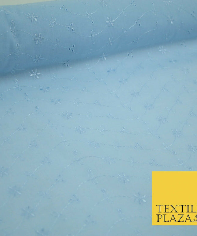 Premium 3 Hole Flower BRODERIE ANGLAISE Cotton Dress Christening Eyelet Fabric