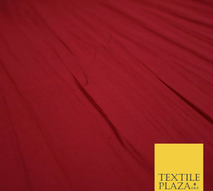 CHERRY RED Creased Crinkle Polycotton Fabric Crushed Craft Dress 53" Wide 4154