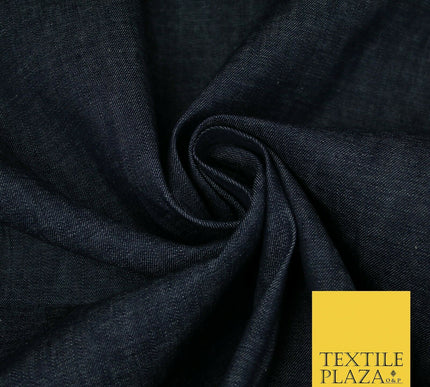 7oz Dark Indigo Blue Plain 100% Cotton DENIM Fabric Skirts Jeans Craft 60" 4180