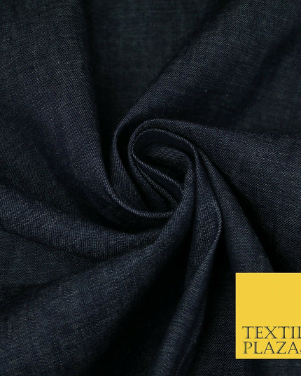 7oz Dark Indigo Blue Plain 100% Cotton DENIM Fabric Skirts Jeans Craft 60" 4180