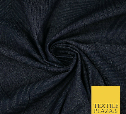 7oz Tropical Leaves Blue 100% Cotton DENIM Fabric Skirts Jeans Craft 60" 4181