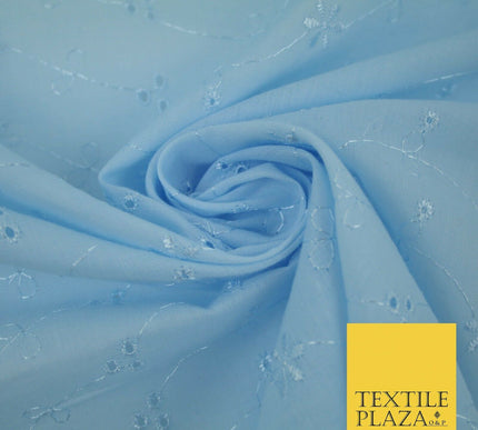 Premium 3 Hole Flower BRODERIE ANGLAISE Cotton Dress Christening Eyelet Fabric