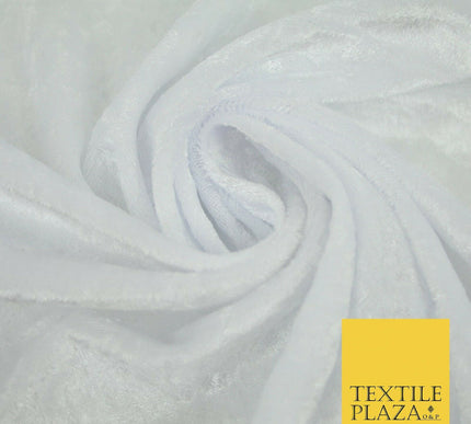 White Crushed Velvet Fabric Material Backdrop Cushions Curtains Stretch 58" 4160