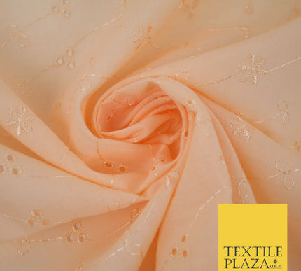 Premium 3 Hole Flower BRODERIE ANGLAISE Cotton Dress Christening Eyelet Fabric