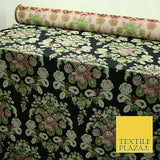 Black Large Ornamental Vintage Floral Fancy Brocade Jacquard Dress Fabric 4152