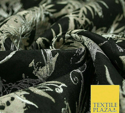 Black Pewter Silver Textured Metallic Fancy Brocade Jacquard Dress Fabric 4150
