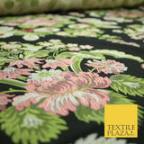 Black Large Ornamental Vintage Floral Fancy Brocade Jacquard Dress Fabric 4152