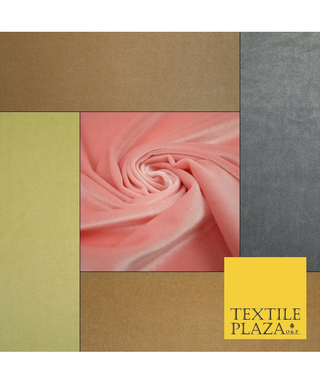 Pastel Soft Plain Velvet Velour Fabric Stretch Spandex Material - 58" 5 Colours