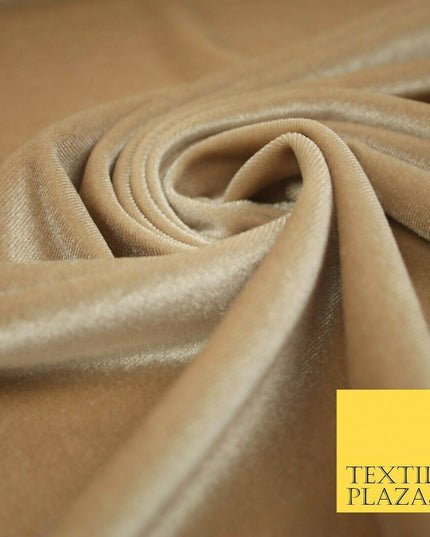 Pastel Soft Plain Velvet Velour Fabric Stretch Spandex Material - 58" 5 Colours