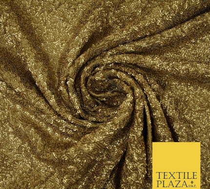 GOLD Intense Textured Matte Sequin Embroidered Georgette Fabric 4 SHADES 36"Wide