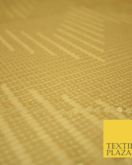 GOLD Gloss Matte Sequin Line Stripe Embroidered Georgette Fabric 3 COLOURS 37"