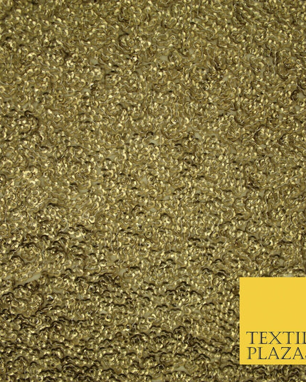 GOLD Intense Textured Matte Sequin Embroidered Georgette Fabric 4 SHADES 36"Wide