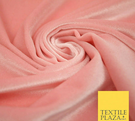 Pastel Soft Plain Velvet Velour Fabric Stretch Spandex Material - 58" 5 Colours