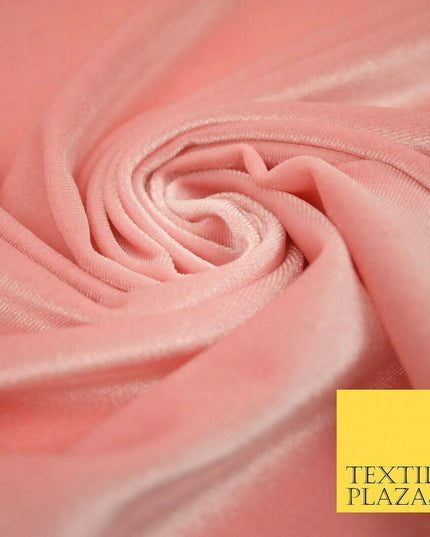 Pastel Soft Plain Velvet Velour Fabric Stretch Spandex Material - 58" 5 Colours