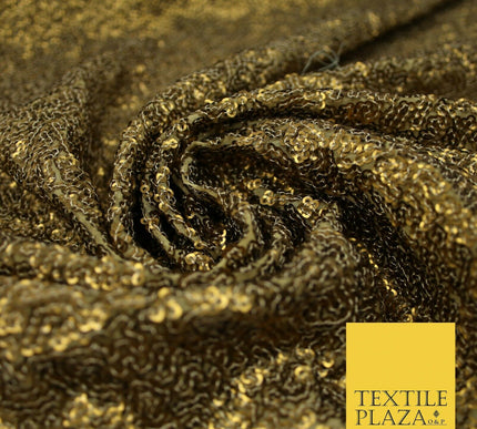 GOLD Intense Textured Matte Sequin Embroidered Georgette Fabric 4 SHADES 36"Wide