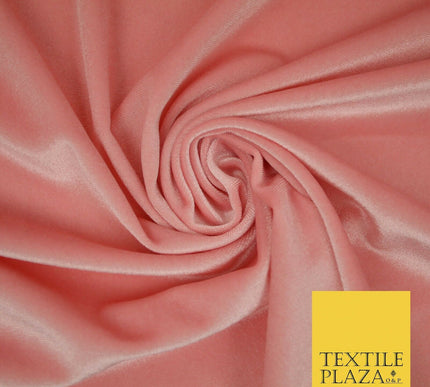 Pastel Soft Plain Velvet Velour Fabric Stretch Spandex Material - 58" 5 Colours