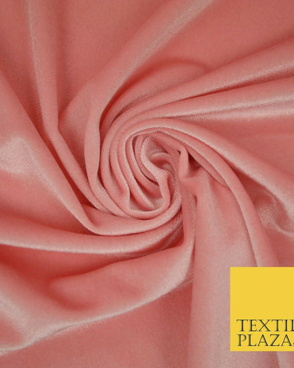 Pastel Soft Plain Velvet Velour Fabric Stretch Spandex Material - 58" 5 Colours