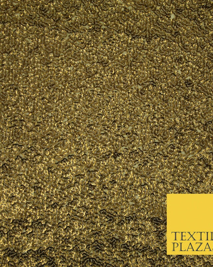 GOLD Intense Textured Matte Sequin Embroidered Georgette Fabric 4 SHADES 36"Wide