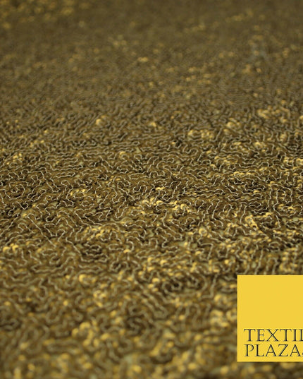 GOLD Intense Textured Matte Sequin Embroidered Georgette Fabric 4 SHADES 36"Wide