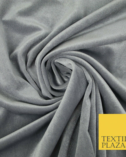 Pastel Soft Plain Velvet Velour Fabric Stretch Spandex Material - 58" 5 Colours