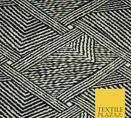 Black & White Striped Crinkle Pleated Herringbone Cuts Stretch Dress Fabric 4191