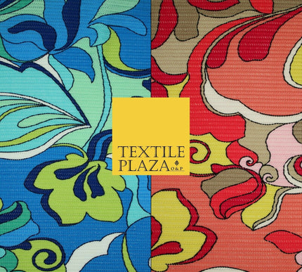 Colourful Wacky Abstract Crinkle Pleated Herringbone Cuts Stretch Dress Fabric