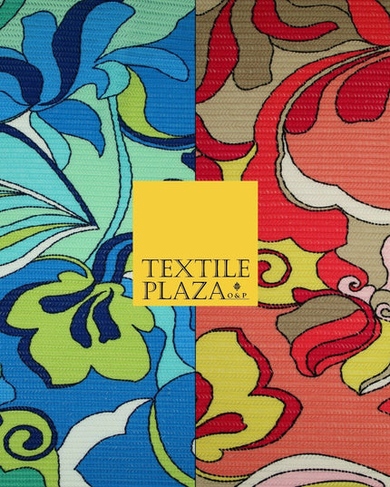 Colourful Wacky Abstract Crinkle Pleated Herringbone Cuts Stretch Dress Fabric