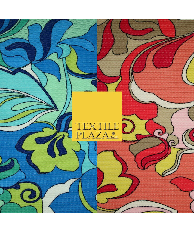 Colourful Wacky Abstract Crinkle Pleated Herringbone Cuts Stretch Dress Fabric