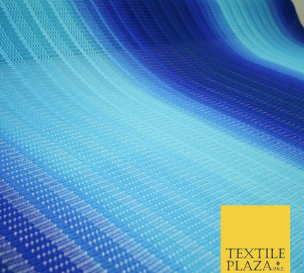 Blue Shaded Ombre Crinkle Pleated Zig Zag Cutwork Stretch Dress Fabric 4192