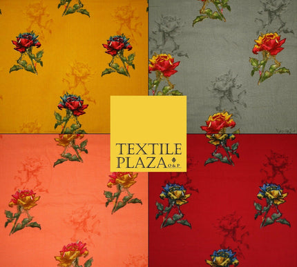 Premium Soft Falling Artsy Roses 100% Rayon Viscose Dress Print Fabric Craft 43"