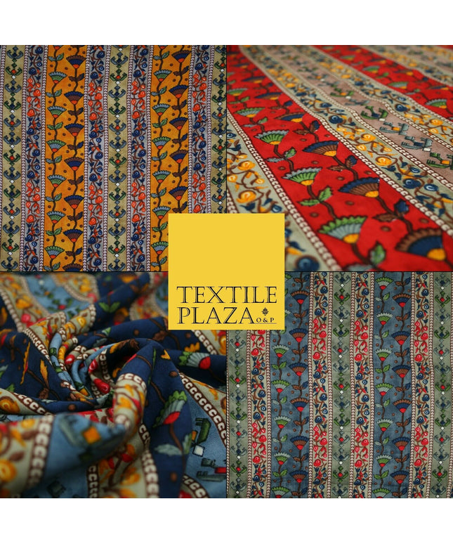 Premium Soft Striped African Floral 100% Rayon Viscose Dress Print Fabric Craft