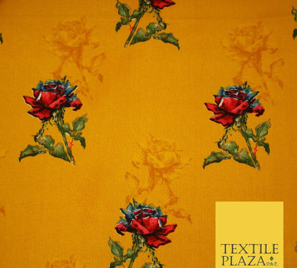 Premium Soft Falling Artsy Roses 100% Rayon Viscose Dress Print Fabric Craft 43"