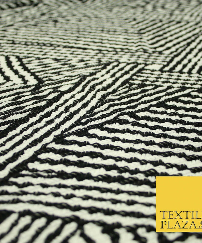 Black & White Striped Crinkle Pleated Herringbone Cuts Stretch Dress Fabric 4191