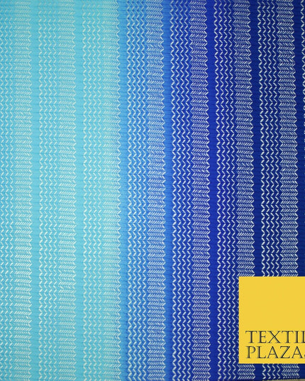 Blue Shaded Ombre Crinkle Pleated Zig Zag Cutwork Stretch Dress Fabric 4192