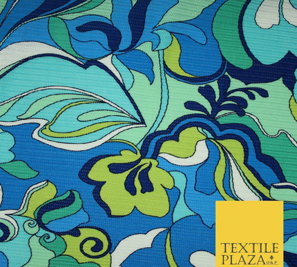 Colourful Wacky Abstract Crinkle Pleated Herringbone Cuts Stretch Dress Fabric