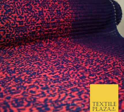 Pink Purple Swirls Crinkle Pleated Herringbone Cuts Stretch Dress Fabric 4193