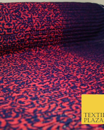 Pink Purple Swirls Crinkle Pleated Herringbone Cuts Stretch Dress Fabric 4193