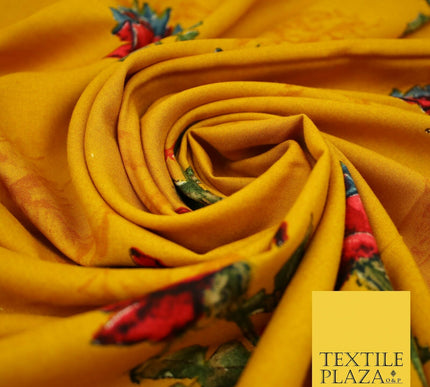 Premium Soft Falling Artsy Roses 100% Rayon Viscose Dress Print Fabric Craft 43"