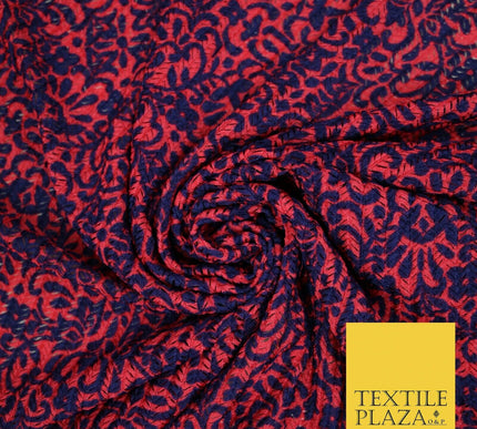 Pink Purple Swirls Crinkle Pleated Herringbone Cuts Stretch Dress Fabric 4193