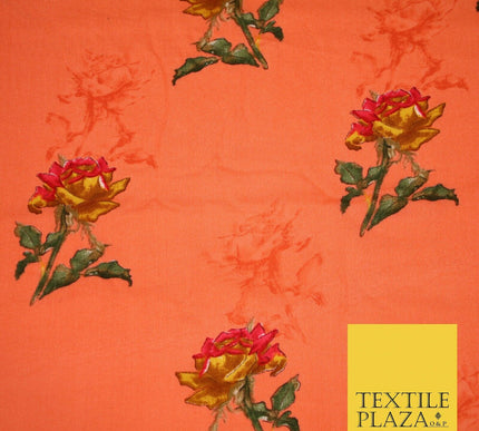 Premium Soft Falling Artsy Roses 100% Rayon Viscose Dress Print Fabric Craft 43"