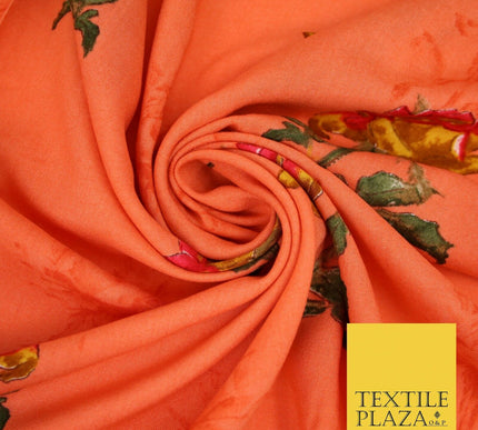 Premium Soft Falling Artsy Roses 100% Rayon Viscose Dress Print Fabric Craft 43"