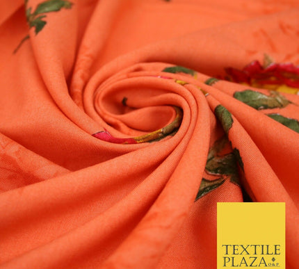 Premium Soft Falling Artsy Roses 100% Rayon Viscose Dress Print Fabric Craft 43"