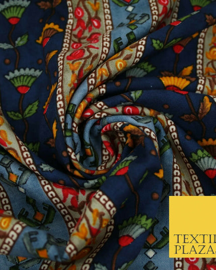 Premium Soft Striped African Floral 100% Rayon Viscose Dress Print Fabric Craft
