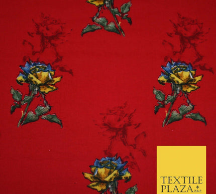 Premium Soft Falling Artsy Roses 100% Rayon Viscose Dress Print Fabric Craft 43"